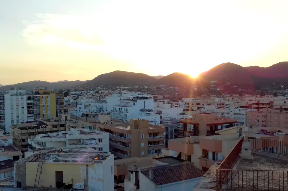 Sunset over the coast of Ibiza
